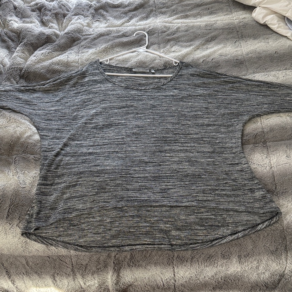 NY Collection Women's Charcoal Long Sleeve Top